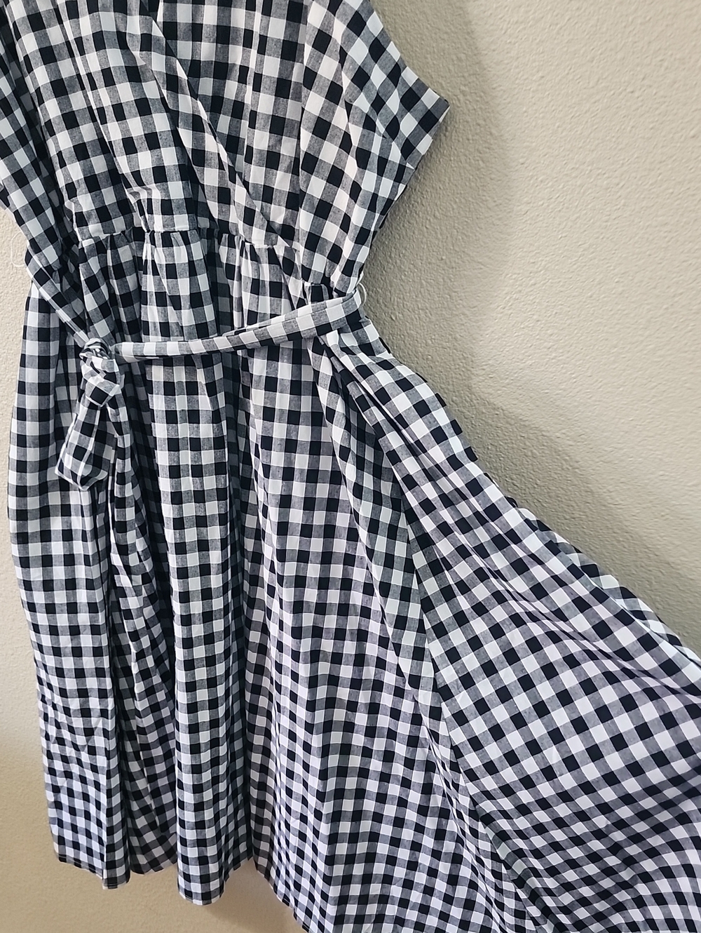 Modcloth Black & White Gingham Wrap Midi Dress - Picture 6 of 14